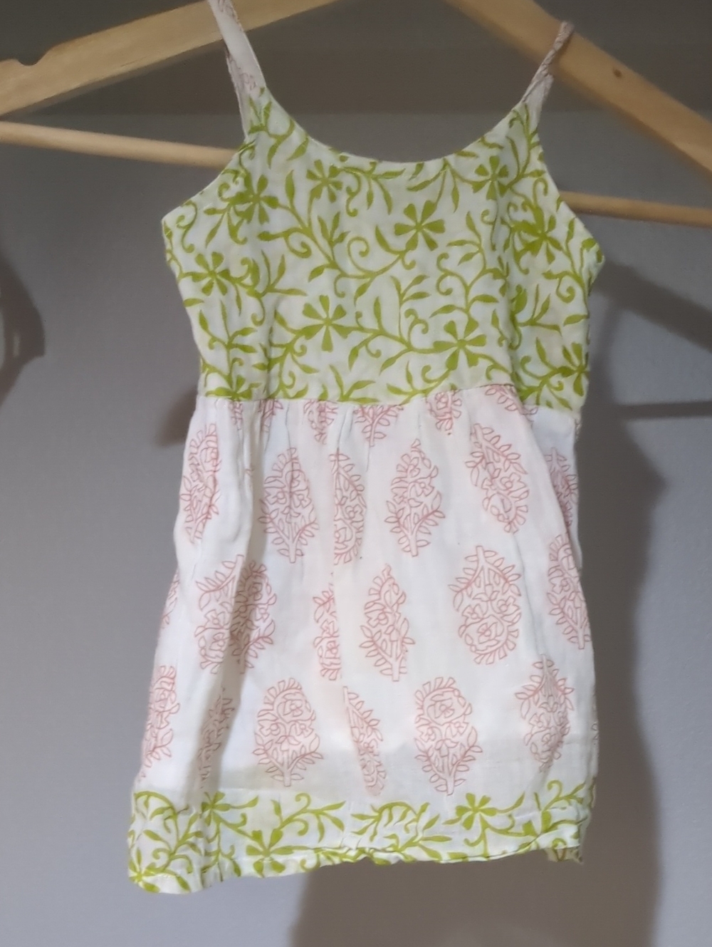 Girls Green and Pink Floral Cotton Sundress 12-18 Mo